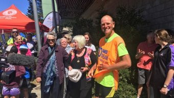 Dane in hi-vis vest after his run