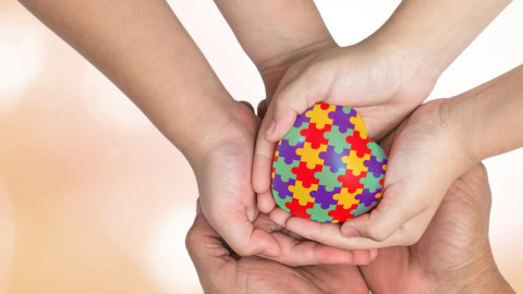 meaningless picture of hands holding coloured puzzle pieces