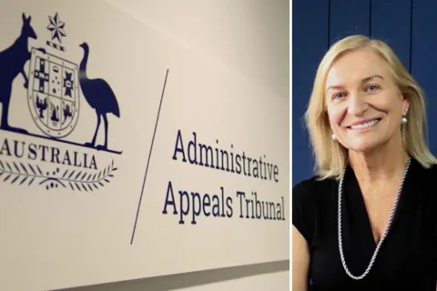 Commwealth logo - sign says Administrative Appeals Tribunal - portrait of Annmarie Lumsden