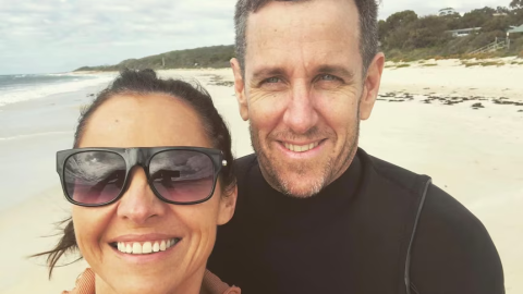 Maiwenna Goasdoue (left) and Jarrod Clune (right) facing the camera and smiling