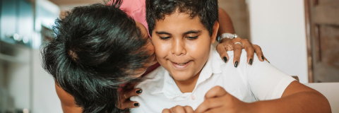 autistic boy with adult