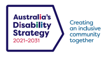 Australia's Disability Strategy 2021-2031 logo plus test - Creating and Inclusive community together