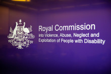 Commonwealth Government logo + words: Royal Commission into violence, abuse, neglect and expoitation of people with disability